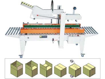 全自動(dòng)封箱機(jī):QXJ5050全自動(dòng)折蓋封箱機(jī)